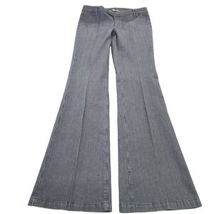 CAbi Jeans Womens 8 Gray Medium Wash Mid Rise Wide Leg Striped Denim Pants